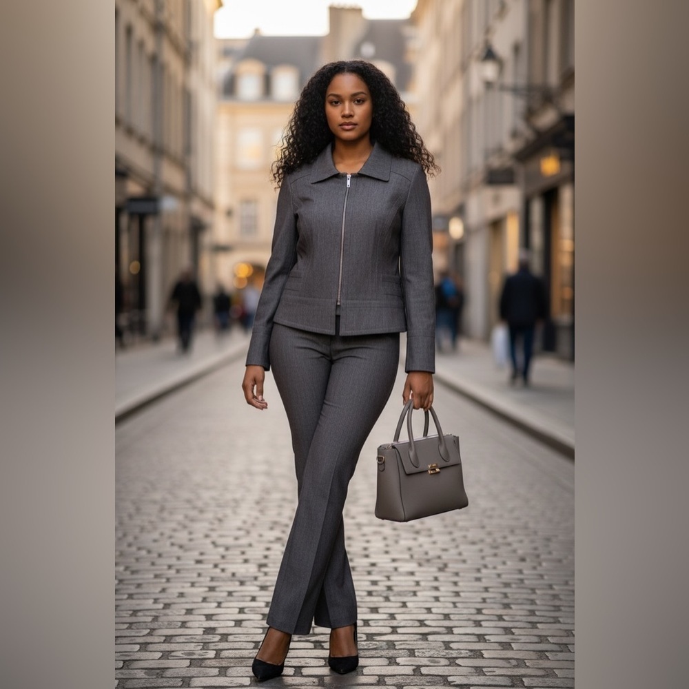 Dana Buchman Brown/ Gray Pantsuit☑️